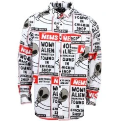 Lazy Oaf Men Wow Alien Long Sleeve Shirt (white)