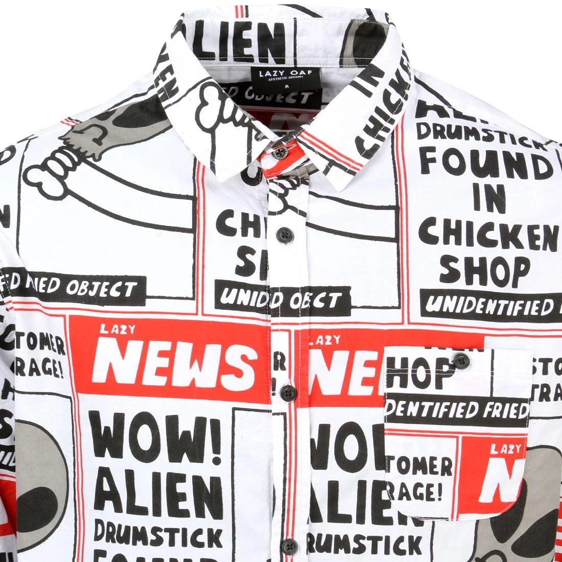 Lazy Oaf Men Wow Alien Long Sleeve Shirt (white) 6 Lazy Oaf Men Wow Alien Long Sleeve Shirt (white) - Image 4