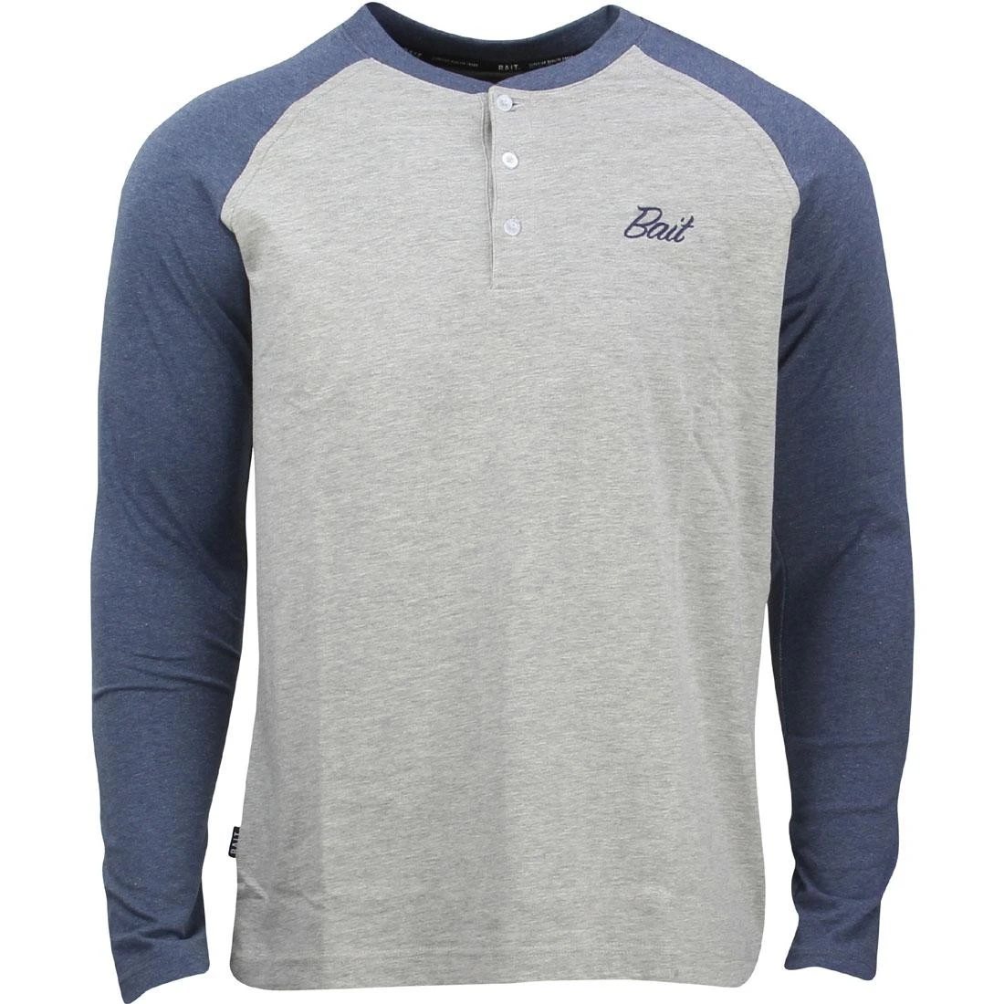 BAIT Men Core Henley Long Sleeve Tee (gray / Blue) 5 BAIT Men Core Henley Long Sleeve Tee (gray / Blue) - Image 3