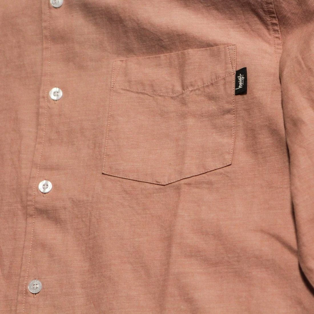 Stussy Men Classic Linen Long Sleeve Shirt (pink) 4 Stussy Men Classic Linen Long Sleeve Shirt (pink) - Image 2