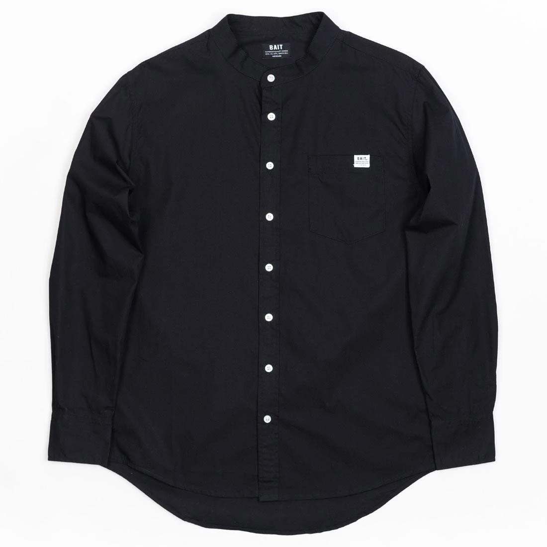 BAIT Men Mandarin Collar Button Up Shirt (black) 3 BAIT Men Mandarin Collar Button Up Shirt (black)