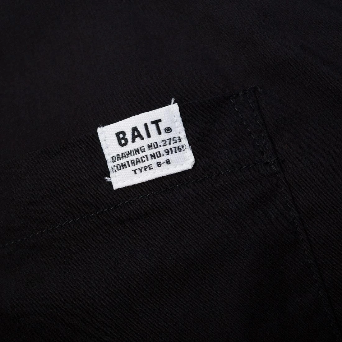 BAIT Men Mandarin Collar Button Up Shirt (black) 5 BAIT Men Mandarin Collar Button Up Shirt (black) - Image 3