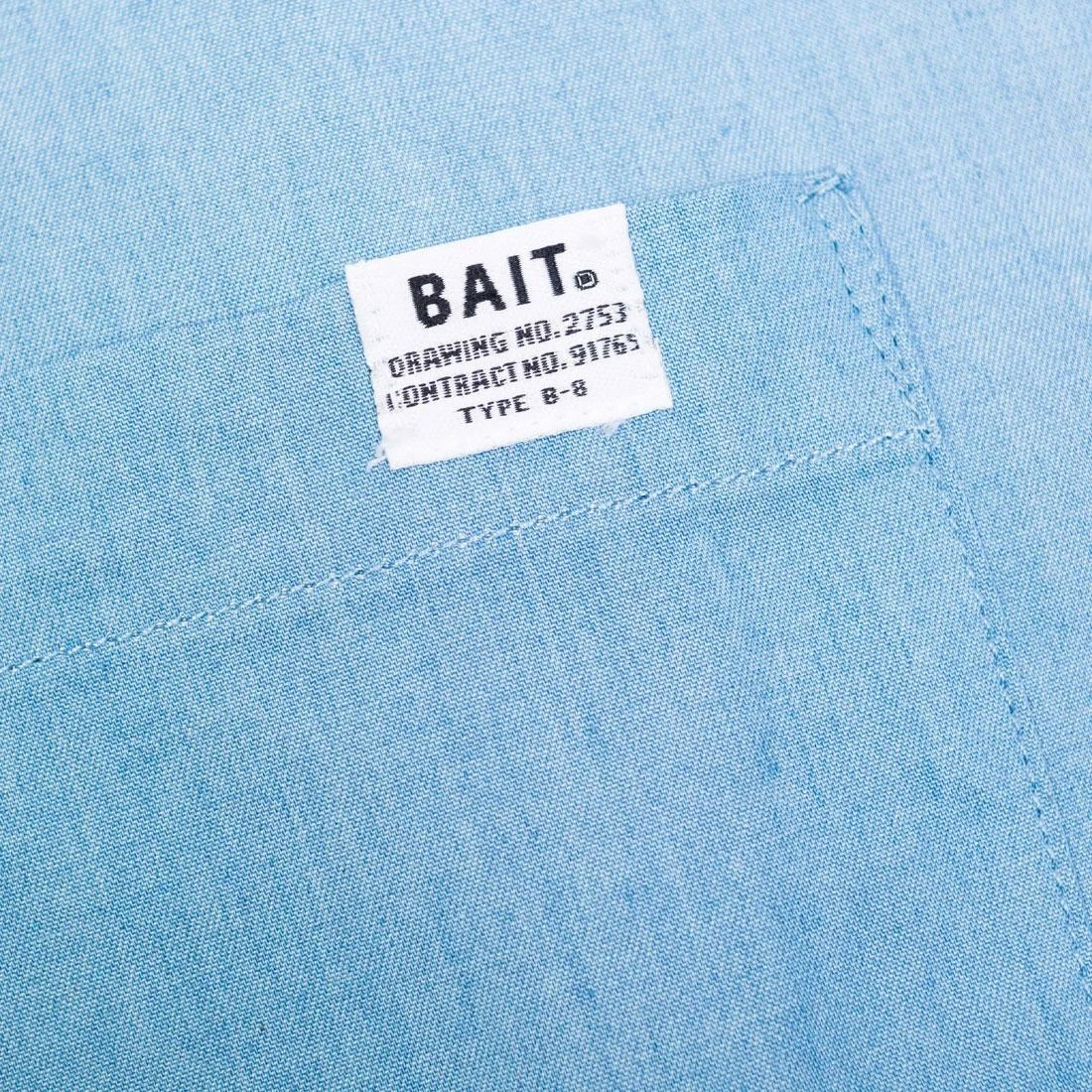 BAIT Men Mandarin Collar Button Up Shirt (light Blue) 5 BAIT Men Mandarin Collar Button Up Shirt (light Blue) - Image 3
