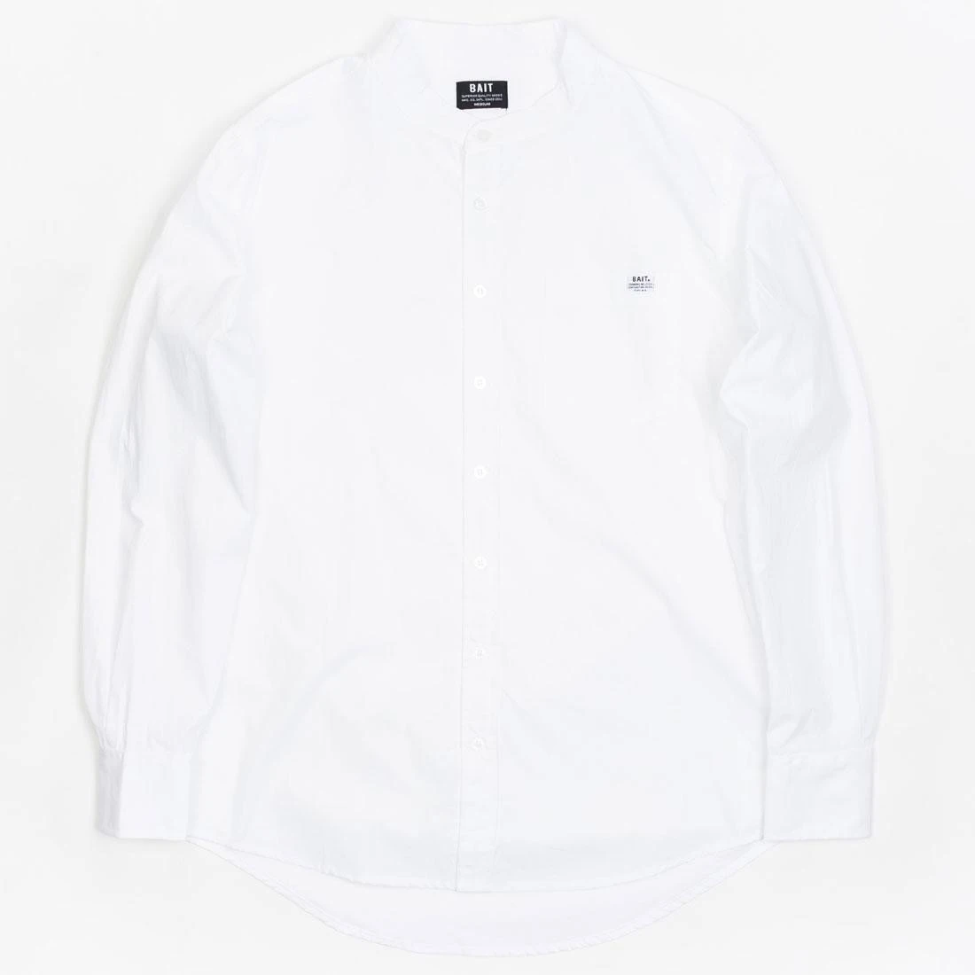 BAIT Men Mandarin Collar Button Up Shirt (white) 3 BAIT Men Mandarin Collar Button Up Shirt (white)