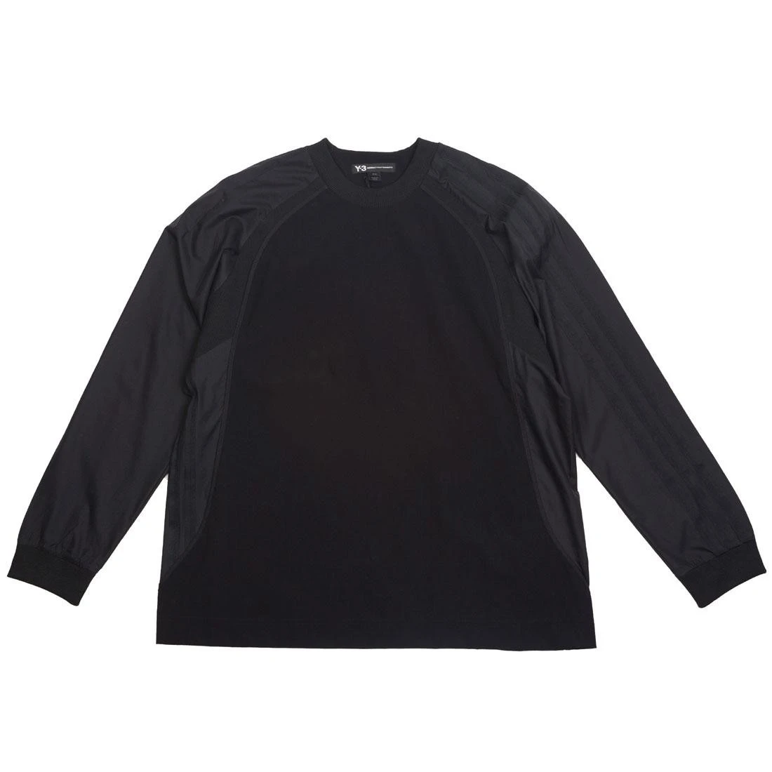 Adidas Y-3 Men 3 Stripes Light Nylon Mix Long Sleeve Tee (black) 3 Adidas Y-3 Men 3 Stripes Light Nylon Mix Long Sleeve Tee (black)