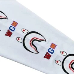 A Bathing Ape Men WGM Shark RLX Long Sleeve Tee (white) -Tees Shop ap1g80111021wht 3