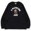 A Bathing Ape Men College Long Sleeve Tee (black) -Tees Shop ap1i30111020blk 1