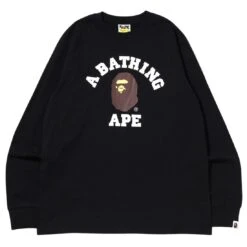 A Bathing Ape Men College Long Sleeve Tee (black)
