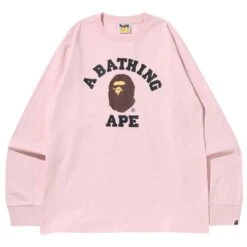 A Bathing Ape Men College Long Sleeve Tee (pink)