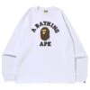 A Bathing Ape Men College Long Sleeve Tee (white) 1 A Bathing Ape Men College Long Sleeve Tee (white) -Tees Shop ap1i30111020wht 1