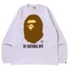 A Bathing Ape Men By Bathing Ape Long Sleeve Tee (gray) -Tees Shop ap1i30111021gra