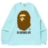A Bathing Ape Men By Bathing Ape Long Sleeve Tee (blue / Sax) 1 A Bathing Ape Men By Bathing Ape Long Sleeve Tee (blue / Sax) -Tees Shop ap1i30111021sax