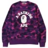 A Bathing Ape Men Color Camo College Crewneck (purple)
