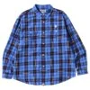 A Bathing Ape Men Bape Logo Check Loose Fit Shirt (blue) 1 A Bathing Ape Men Bape Logo Check Loose Fit Shirt (blue) -Tees Shop ap1i30131003blu 1