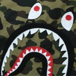 A Bathing Ape Men 1st Camo Shark Relaxed Fit Military Shirt (green) -Tees Shop ap1i30131013grn 4