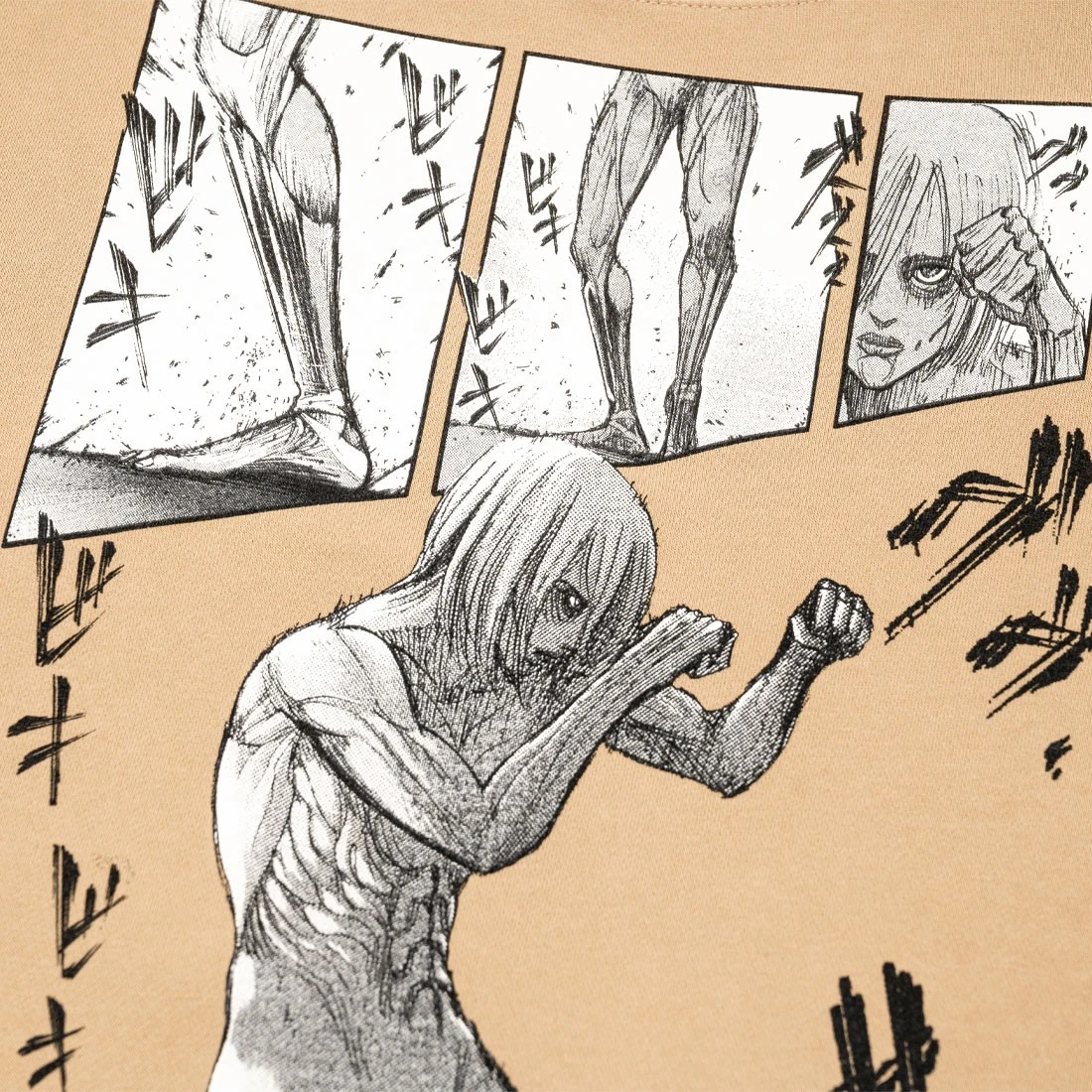 BAIT X Attack On Titan Men Female Titan Crewneck Sweater (sand / Cream) 4 BAIT X Attack On Titan Men Female Titan Crewneck Sweater (sand / Cream) - Image 2