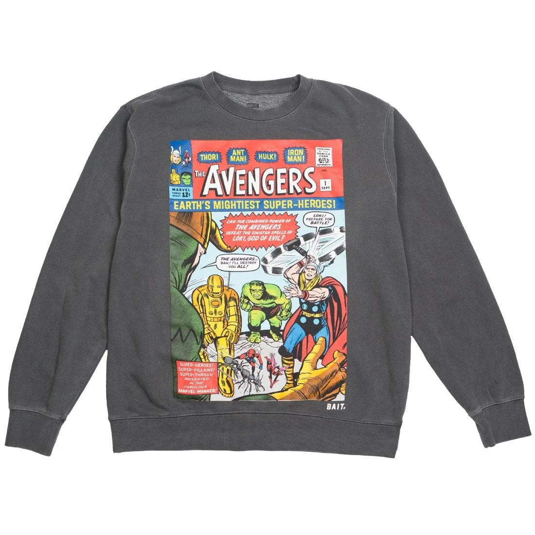 BAIT X Marvel Men Avengers - Earth's Mightiest Heroes Crewneck Sweater (black / Pigment Dyed) 3 BAIT X Marvel Men Avengers - Earth's Mightiest Heroes Crewneck Sweater (black / Pigment Dyed)