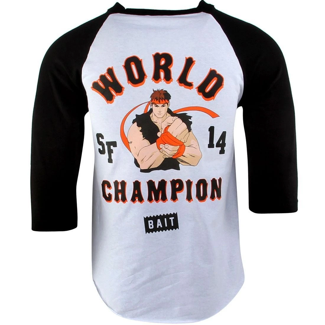 BAIT X Street Fighter Ryu Championship 2014 Raglan Tee (white / Black)