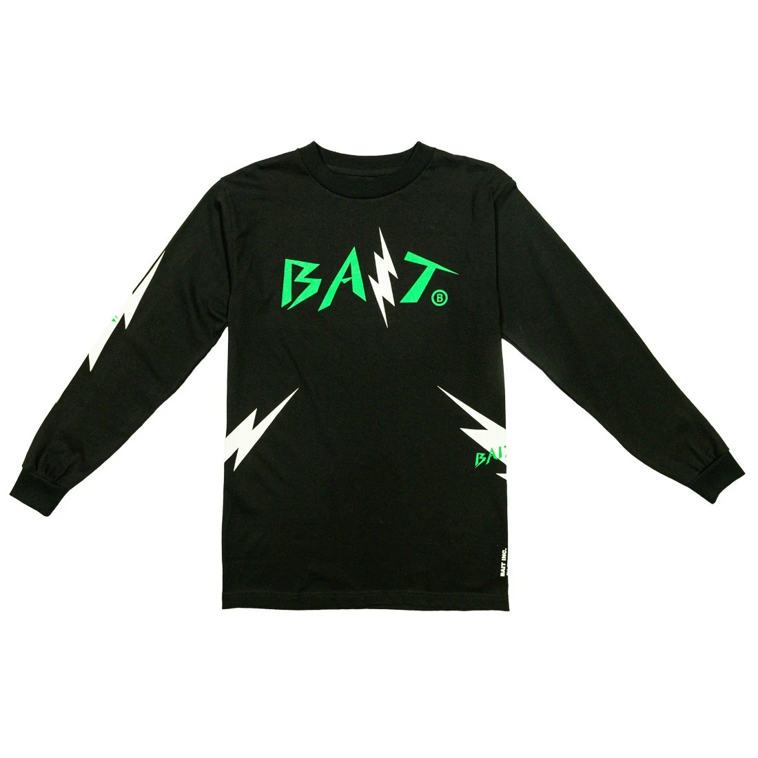 BAIT Men Bolt Long Sleeve Tee (black / Green) 3 BAIT Men Bolt Long Sleeve Tee (black / Green)