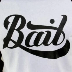 BAIT Script Logo Raglan Tee (white / Black / Black) -Tees Shop babrscriptv1wbb thum4 48596