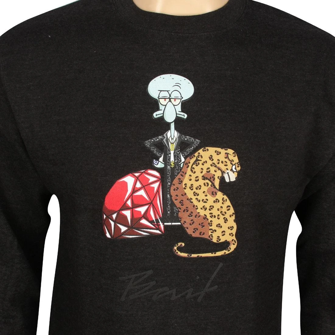 BAIT X SpongeBob Squidward Crewneck (gray / Charcoal / Heather) 6 BAIT X SpongeBob Squidward Crewneck (gray / Charcoal / Heather) - Image 4