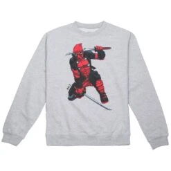 BAIT X Marvel Men Deadpool Two Swords Crewneck Sweater (gray / Heather)