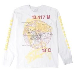 BAIT Men Fishing Coordinates Long Sleeve Tee (white)