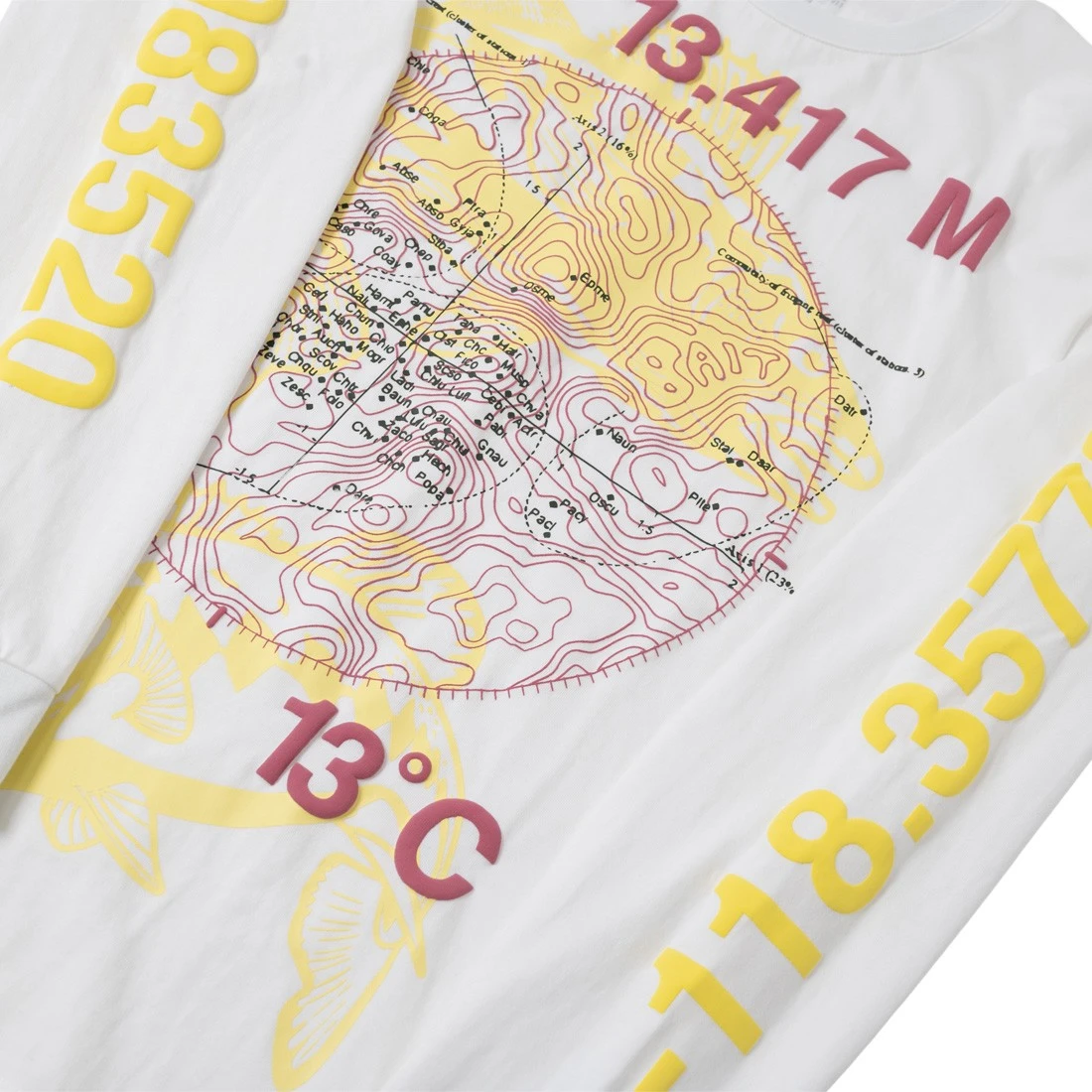 BAIT Men Fishing Coordinates Long Sleeve Tee (white) 7 BAIT Men Fishing Coordinates Long Sleeve Tee (white) - Image 5