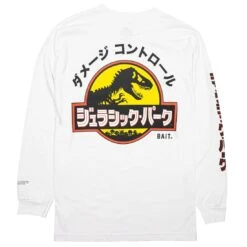 BAIT X Jurassic Park Men Damage Control Tee Long Sleeve (white) -Tees Shop bajpdmglsteewh 5