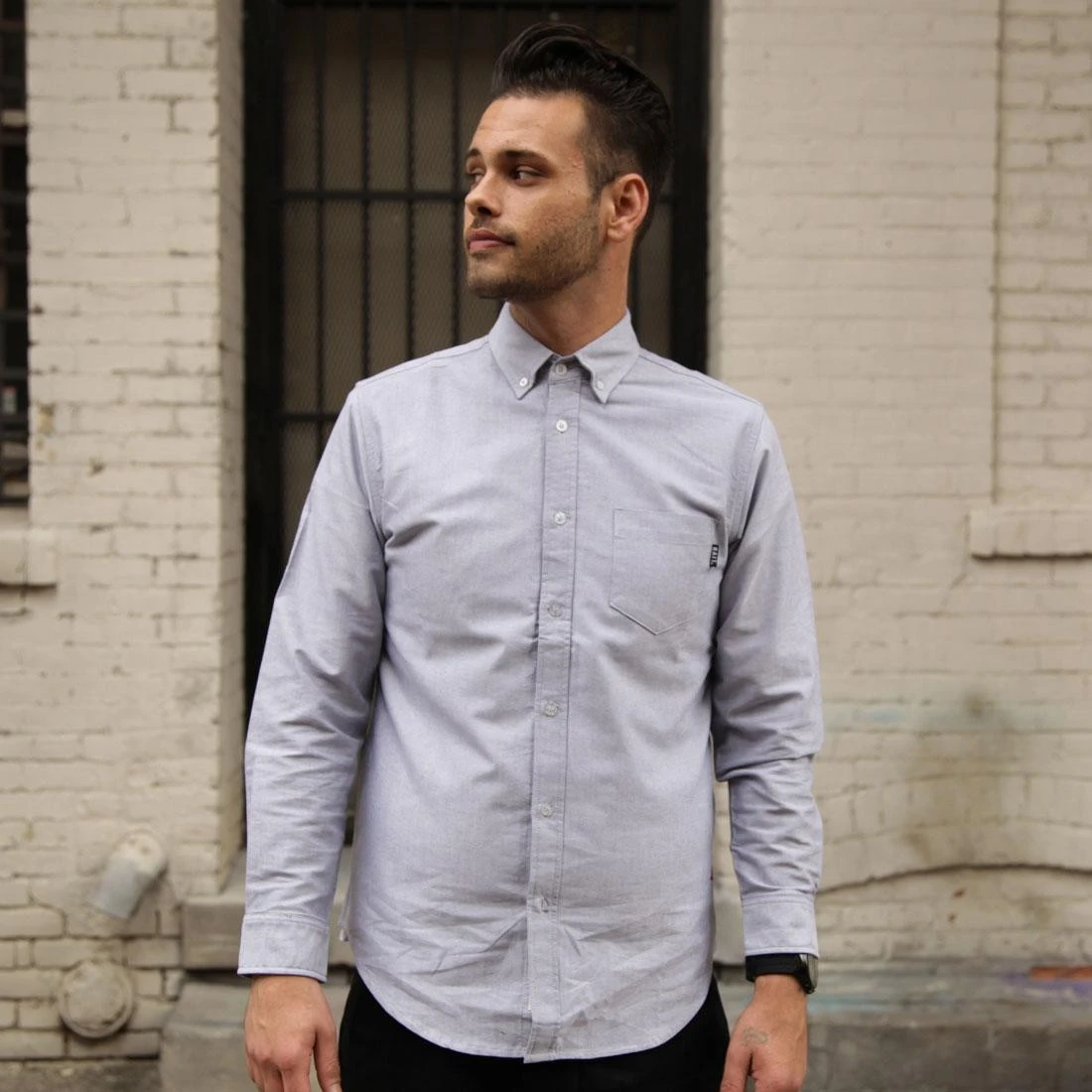 BAIT Oxford Long Sleeve Shirt (gray) 3 BAIT Oxford Long Sleeve Shirt (gray)