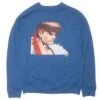 BAIT X Street Fighter Ryu Men Continue Crewneck Sweater (blue) 1 BAIT X Street Fighter Ryu Men Continue Crewneck Sweater (blue) -Tees Shop baryucontcrwbl 1