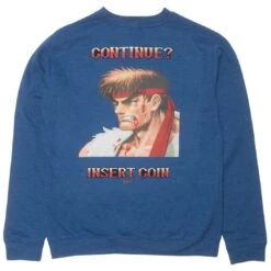 BAIT X Street Fighter Ryu Men Continue Crewneck Sweater (blue) 8 BAIT X Street Fighter Ryu Men Continue Crewneck Sweater (blue) -Tees Shop baryucontcrwbl 3