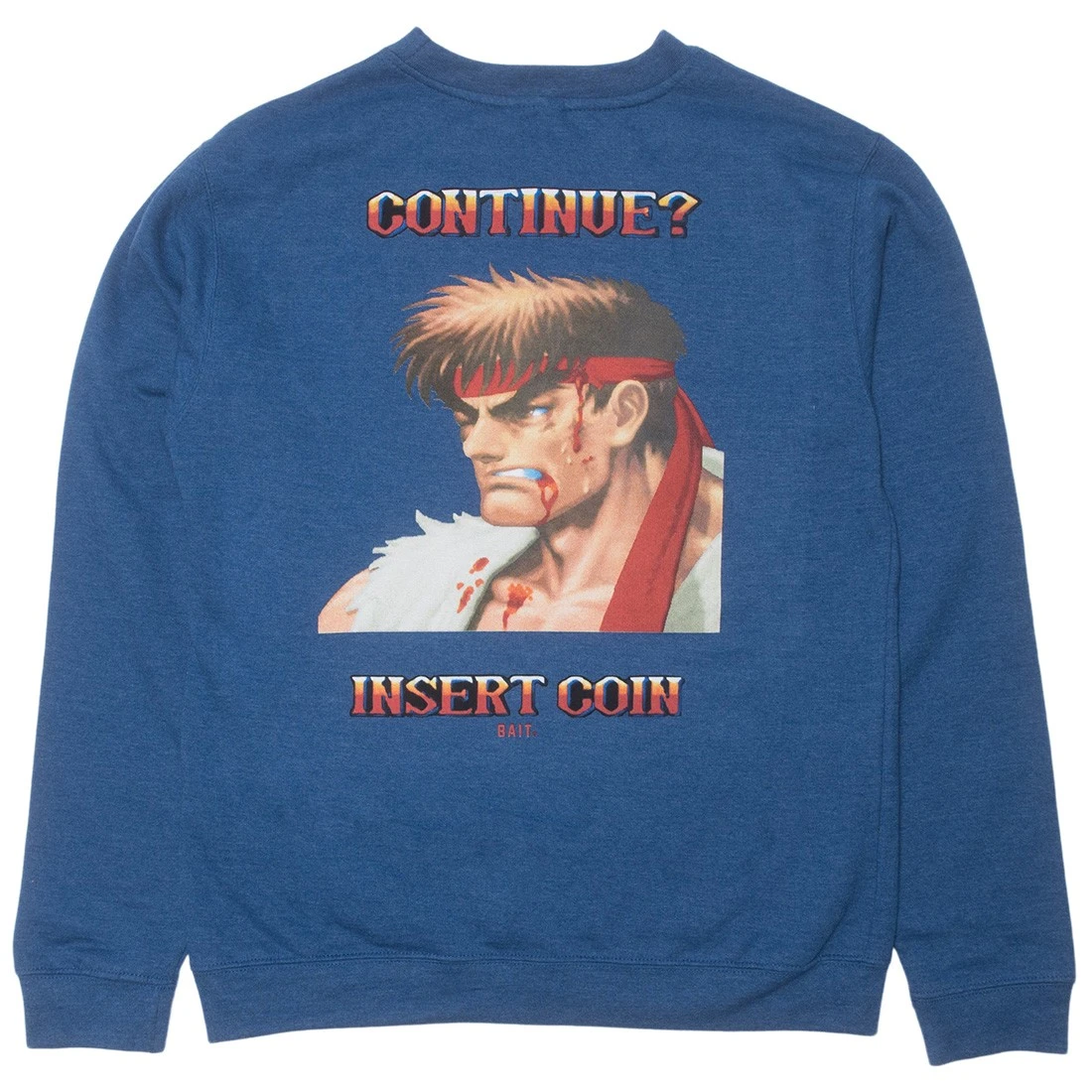 BAIT X Street Fighter Ryu Men Continue Crewneck Sweater (blue) 5 BAIT X Street Fighter Ryu Men Continue Crewneck Sweater (blue) - Image 3