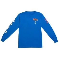 BAIT X Street Fighter Men Akuma Versus Ryu Stance Long Sleeve Tee (blue / Royal)
