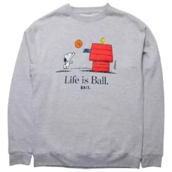 BAIT X Snoopy Men Life Ball Crewneck Sweater (gray / Heather)