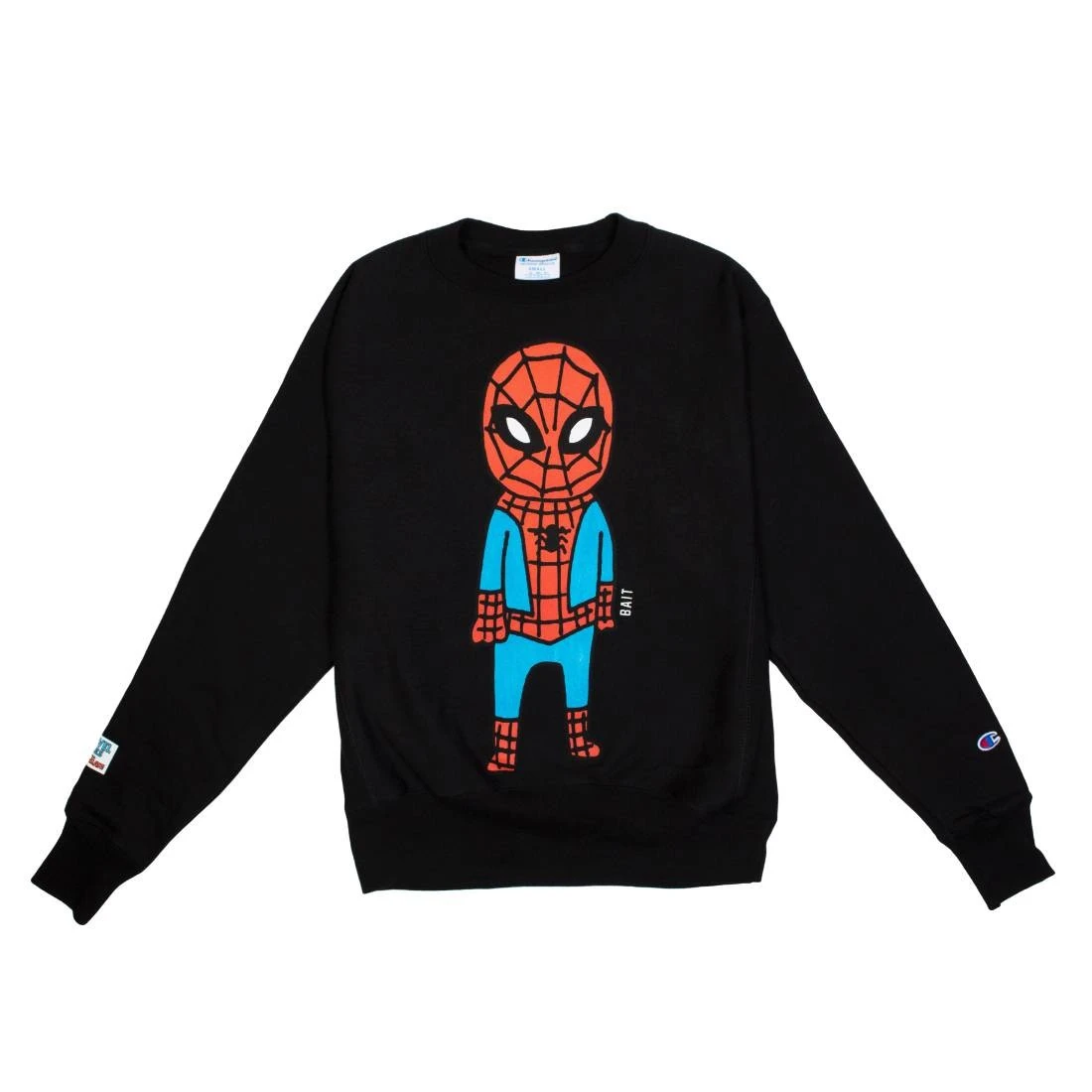 BAIT X Spiderman X Champion Men Spiderman Doodle Crewneck Sweater (black) 3 BAIT X Spiderman X Champion Men Spiderman Doodle Crewneck Sweater (black)
