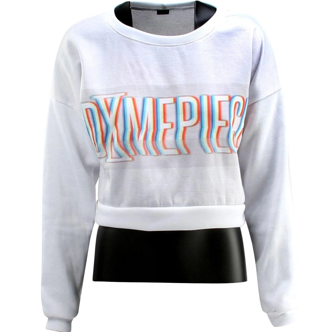 Dimepiece Women Blurred Logo Crop Sweater (white / Multi) 1S 3 Dimepiece Women Blurred Logo Crop Sweater (white / Multi) 1S