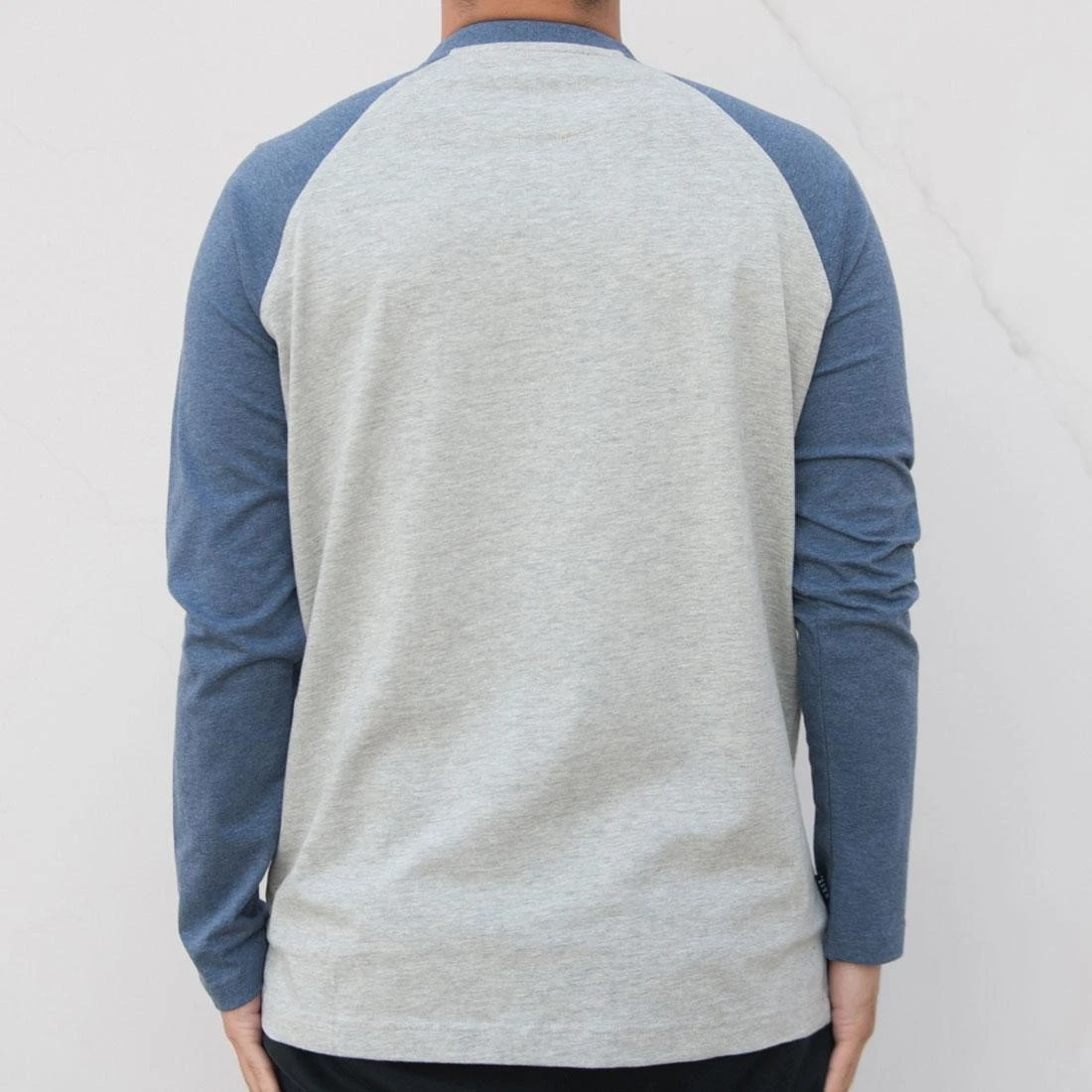 BAIT Men Core Henley Long Sleeve Tee (gray / Blue) 4 BAIT Men Core Henley Long Sleeve Tee (gray / Blue) - Image 2