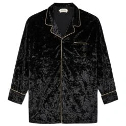 Honor The Gift Women Velvet PJ Button Top (black)