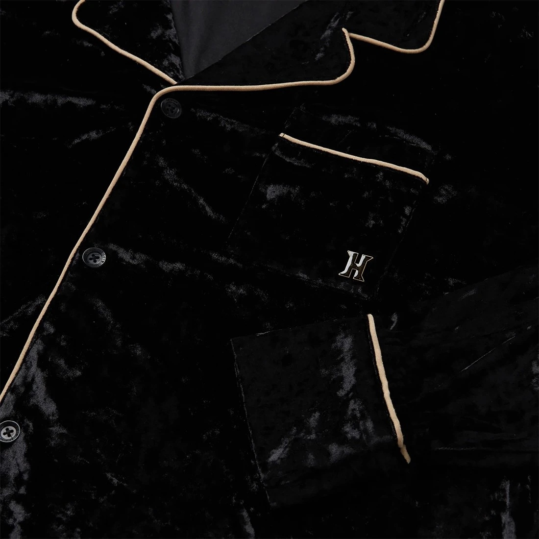 Honor The Gift Women Velvet PJ Button Top (black) 4 Honor The Gift Women Velvet PJ Button Top (black) - Image 2