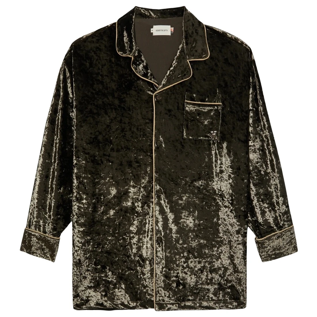 Honor The Gift Women Velvet PJ Button Top (olive) 3 Honor The Gift Women Velvet PJ Button Top (olive)