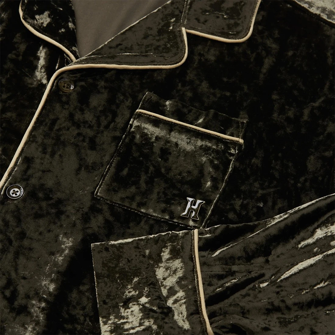 Honor The Gift Women Velvet PJ Button Top (olive) 4 Honor The Gift Women Velvet PJ Button Top (olive) - Image 2