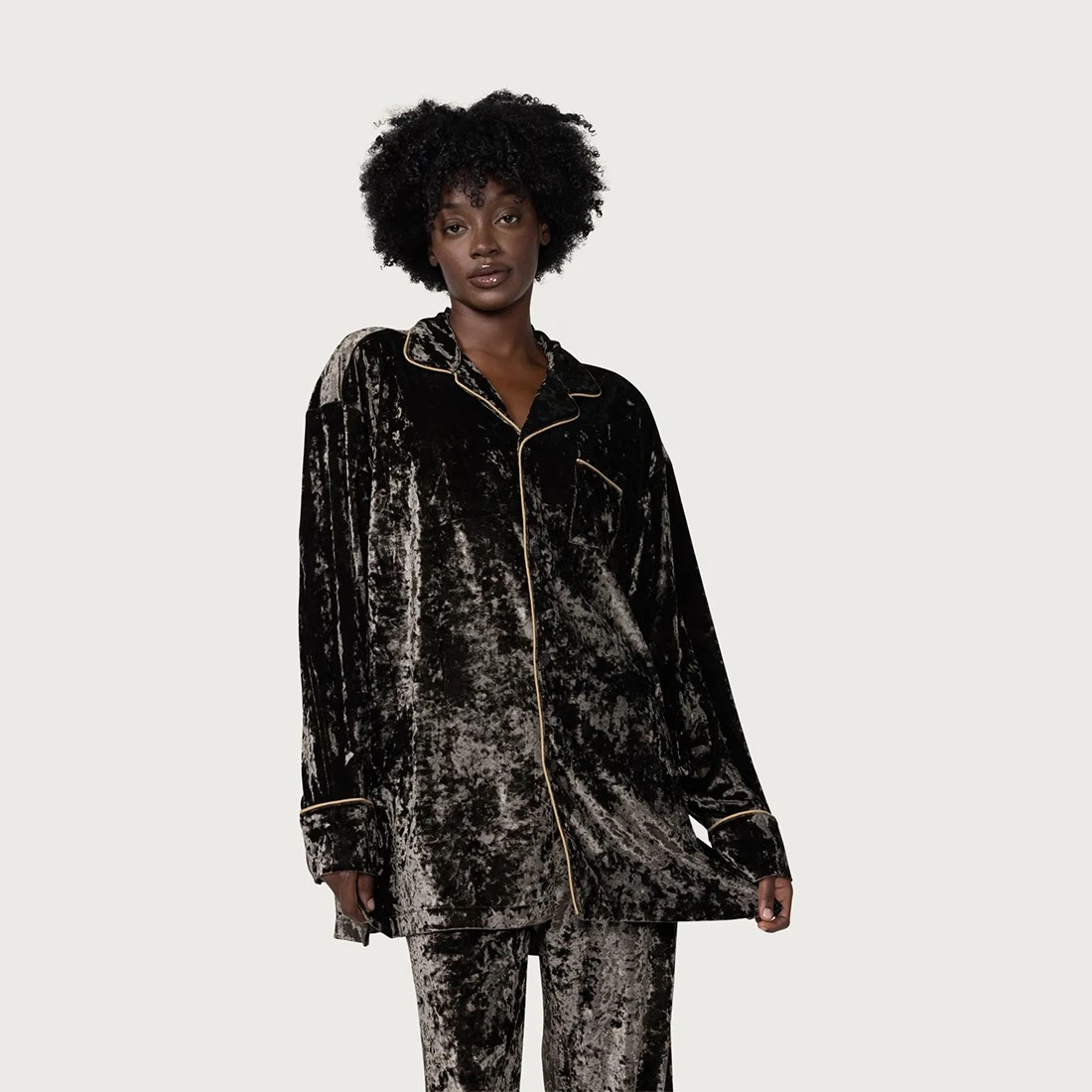 Honor The Gift Women Velvet PJ Button Top (olive) 6 Honor The Gift Women Velvet PJ Button Top (olive) - Image 4