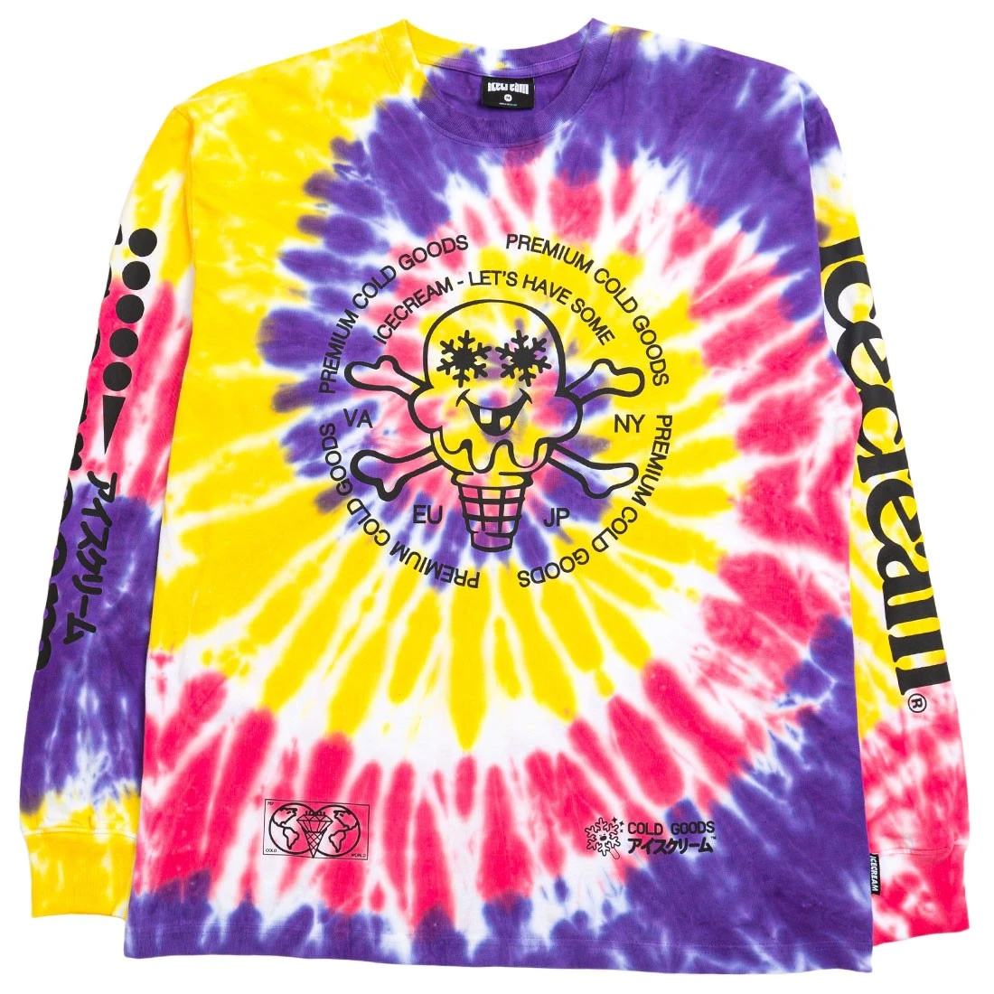 Ice Cream Men Cold Goods Long Sleeve Tee (multi / Tie Dye) 3 Ice Cream Men Cold Goods Long Sleeve Tee (multi / Tie Dye)