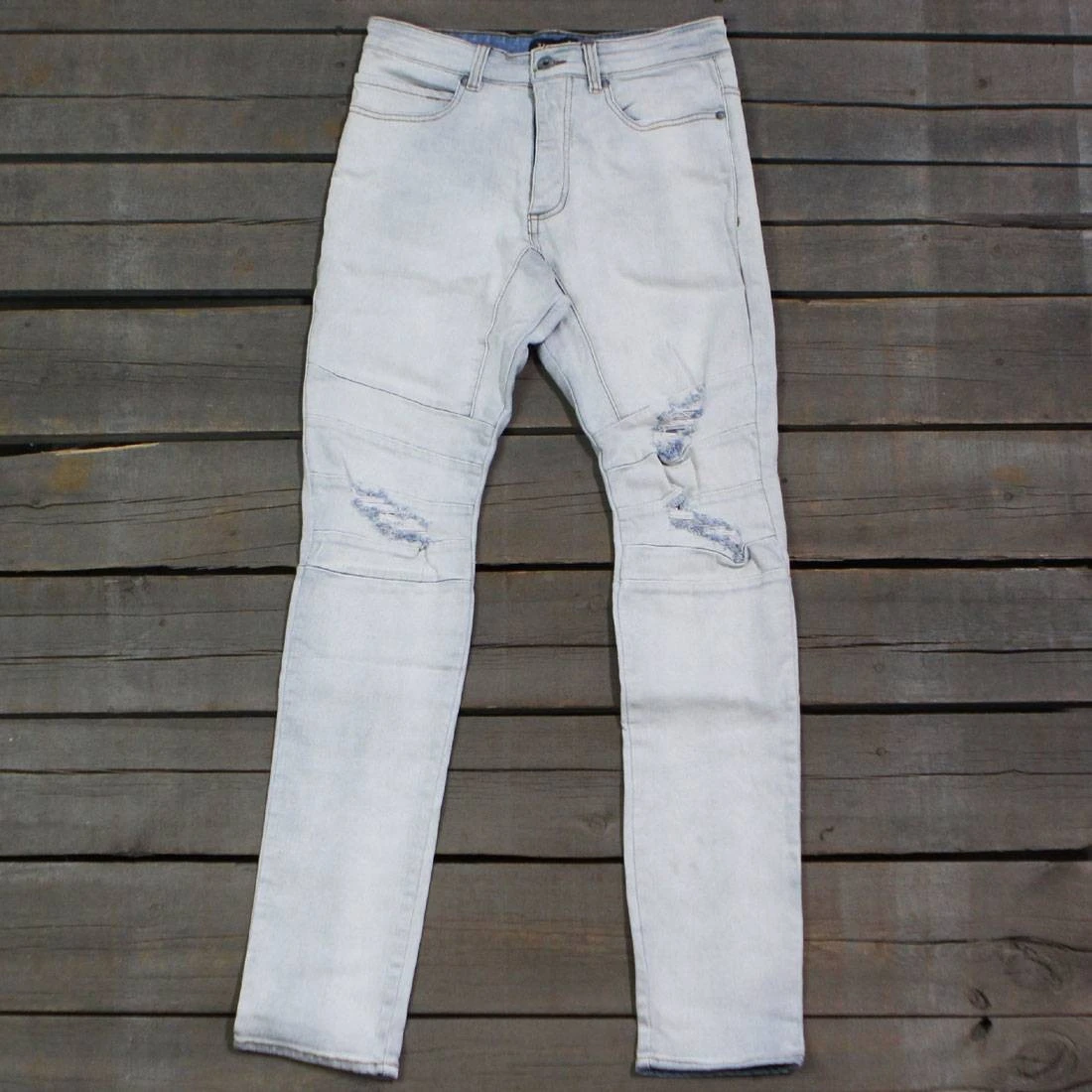 Zanerobe Men Scrambler Denim Moto Jeans (blue / Blonde Rip) 3 Zanerobe Men Scrambler Denim Moto Jeans (blue / Blonde Rip)