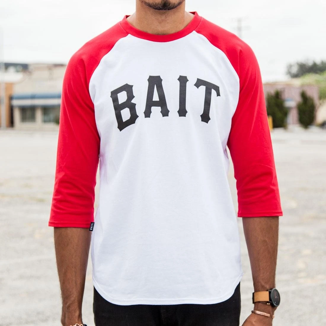 BAIT Men Core Raglan Tee (white / Red) 3 BAIT Men Core Raglan Tee (white / Red)