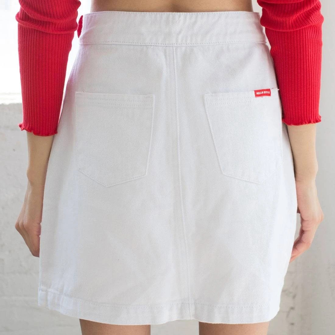Lazy Oaf X Hello Kitty Women Denim Skirt (White) 4 Lazy Oaf X Hello Kitty Women Denim Skirt (White) - Image 2