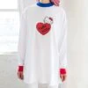 Lazy Oaf X Hello Kitty Women Long Sleeve Split Tee (White) 1 Lazy Oaf X Hello Kitty Women Long Sleeve Split Tee (White) -Tees Shop lohklssplittwht1