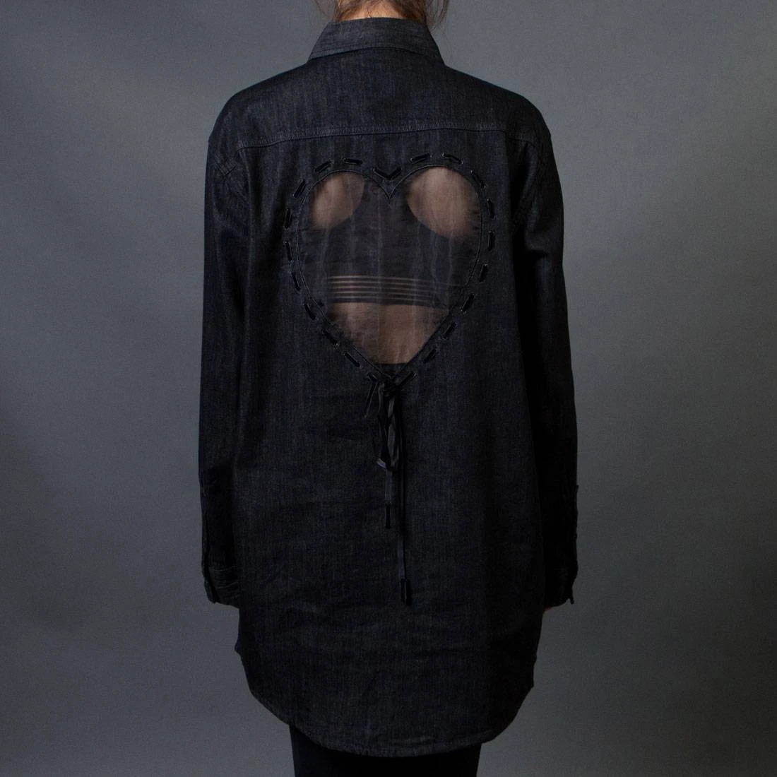 Lazy Oaf Women Sheer Heart Denim Shirt (blue / Denim) 4 Lazy Oaf Women Sheer Heart Denim Shirt (blue / Denim) - Image 2