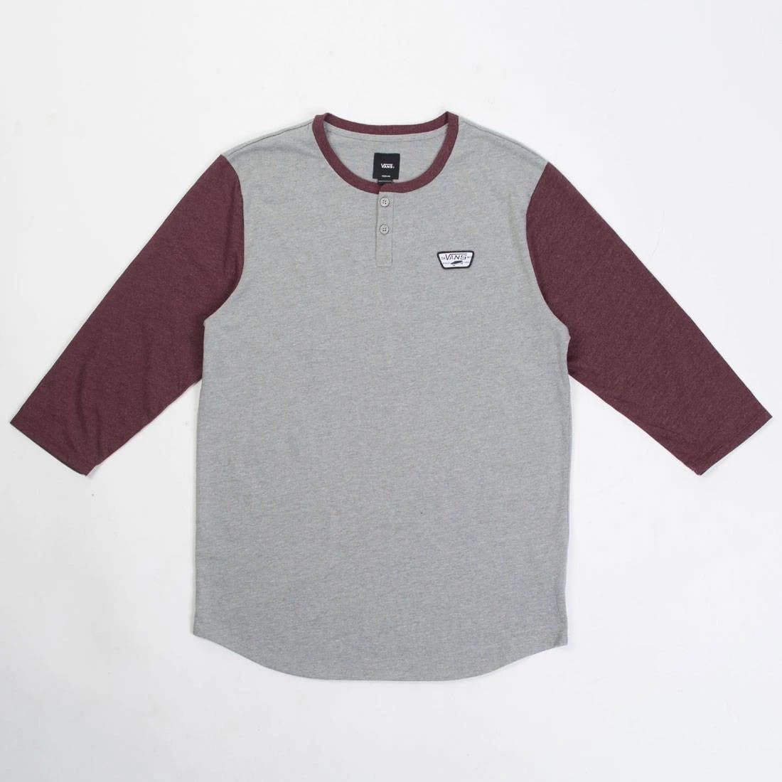 Vans Men Cajon Baseball Tee (gray / Burgundy) 3 Vans Men Cajon Baseball Tee (gray / Burgundy)